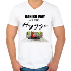 PRINTFASHION danish way of living hygge - Férfi V-nyakú póló - Fehér