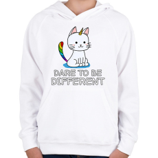 PRINTFASHION Dare to be different - Gyerek kapucnis pulóver - Fehér