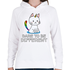 PRINTFASHION Dare to be different - Női kapucnis pulóver - Fehér női pulóver, kardigán