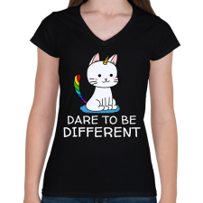 PRINTFASHION Dare to be different - Női V-nyakú póló - Fekete női póló