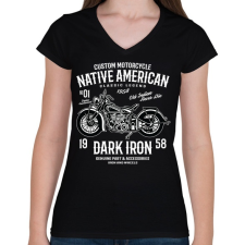 PRINTFASHION Dark Iron 1958 legendás motor - Női V-nyakú póló - Fekete női póló