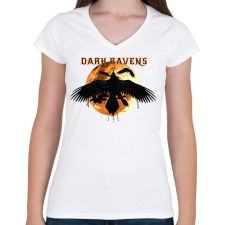 PRINTFASHION dark ravens - Női V-nyakú póló - Fehér női póló