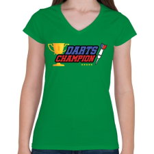 PRINTFASHION Darts bajnok - Női V-nyakú póló - Zöld női póló