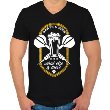 PRINTFASHION Darts és Sör - Férfi V-nyakú póló - Fekete férfi póló