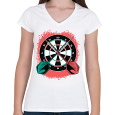 PRINTFASHION Darts - Női V-nyakú póló - Fehér