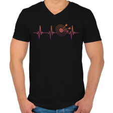 PRINTFASHION Darts szívritmus - Férfi V-nyakú póló - Fekete férfi póló