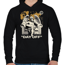 PRINTFASHION "Day Off" - Férfi kapucnis pulóver - Fekete férfi pulóver, kardigán