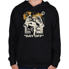 PRINTFASHION "Day Off" - Gyerek kapucnis pulóver - Fekete gyerek pulóver, kardigán