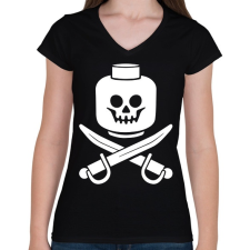 PRINTFASHION Dead Bricks Tell No Tales - Női V-nyakú póló - Fekete női póló