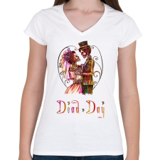 PRINTFASHION dead day - Női V-nyakú póló - Fehér női póló