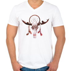 PRINTFASHION Deadly desert - Férfi V-nyakú póló - Fehér