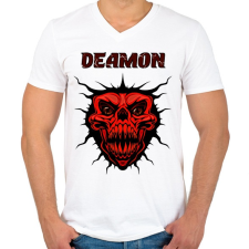 PRINTFASHION DEAMON - Férfi V-nyakú póló - Fehér férfi póló