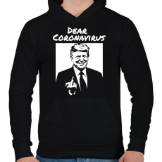 PRINTFASHION Dear coronavirus - Férfi kapucnis pulóver - Fekete
