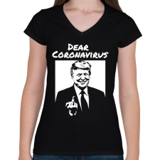 PRINTFASHION Dear coronavirus - Női V-nyakú póló - Fekete női póló