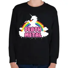 PRINTFASHION Death Metal unikornis - Gyerek pulóver - Fekete gyerek pulóver, kardigán