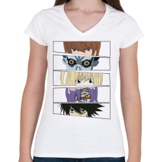 PRINTFASHION Death Note - Szemek - Női V-nyakú póló - Fehér