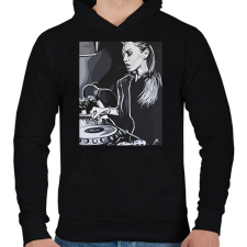 PRINTFASHION Deborah de Luca - Férfi kapucnis pulóver - Fekete férfi pulóver, kardigán