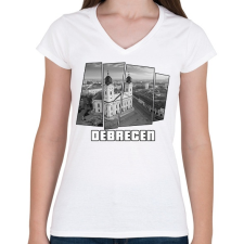 PRINTFASHION Debreceni nagytemplom (GTA stílus) - Női V-nyakú póló - Fehér női póló