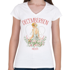PRINTFASHION Decemberben férjhez megyek - Női V-nyakú póló - Fehér