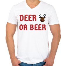 PRINTFASHION DEER OR BEER - Férfi V-nyakú póló - Fehér férfi póló