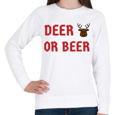 PRINTFASHION DEER OR BEER - Női pulóver - Fehér női pulóver, kardigán
