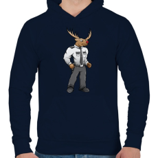 PRINTFASHION Deer Security - Férfi kapucnis pulóver - Sötétkék