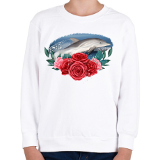 PRINTFASHION Delfin virággal - Gyerek pulóver - Fehér