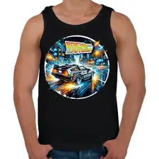 PRINTFASHION DeLorean - Vissza a jövőbe - Férfi atléta - Fekete atléta, trikó