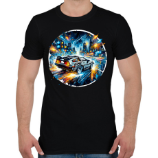 PRINTFASHION DeLorean - Vissza a jövőbe - Férfi póló - Fekete