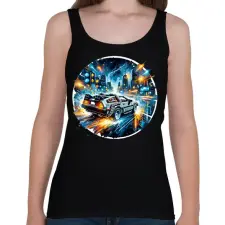 PRINTFASHION DeLorean - Vissza a jövőbe - Női atléta - Fekete női trikó