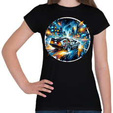 PRINTFASHION DeLorean - Vissza a jövőbe - Női póló - Fekete