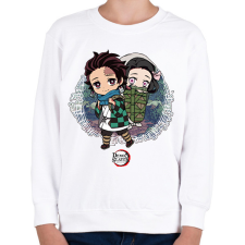 PRINTFASHION Demon Slayer - Tanjiro, Nezuko - Gyerek pulóver - Fehér gyerek pulóver, kardigán