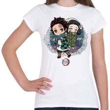 PRINTFASHION Demon Slayer - Tanjiro, Nezuko - Női póló - Fehér női póló