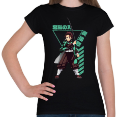PRINTFASHION Demon Slayer Tanjirou - Női póló - Fekete