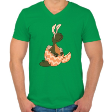 PRINTFASHION DemoNyuszi - Férfi V-nyakú póló - Zöld férfi póló