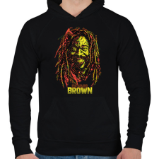 PRINTFASHION Dennis Brown - Reggae - Férfi kapucnis pulóver - Fekete férfi pulóver, kardigán