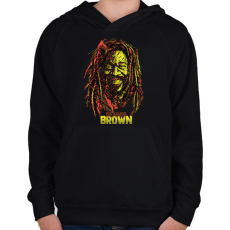 PRINTFASHION Dennis Brown - Reggae - Gyerek kapucnis pulóver - Fekete