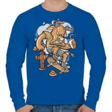 PRINTFASHION Deszkás bika - Férfi pulóver - Királykék
