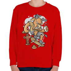 PRINTFASHION Deszkás bika - Gyerek pulóver - Piros