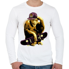 PRINTFASHION Deszkás majom - Férfi hosszú ujjú póló - Fehér férfi póló