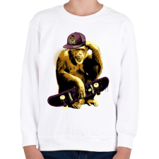 PRINTFASHION Deszkás majom - Gyerek pulóver - Fehér gyerek pulóver, kardigán