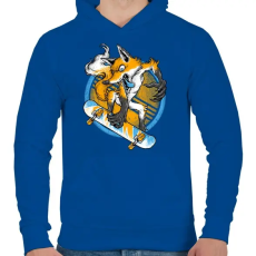 PRINTFASHION Deszkás róka - Férfi kapucnis pulóver - Királykék