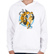 PRINTFASHION Deszkás róka - Gyerek kapucnis pulóver - Fehér