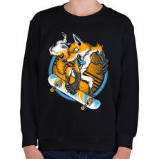 PRINTFASHION Deszkás róka - Gyerek pulóver - Fekete