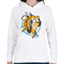 PRINTFASHION Deszkás róka - Női kapucnis pulóver - Fehér női pulóver, kardigán