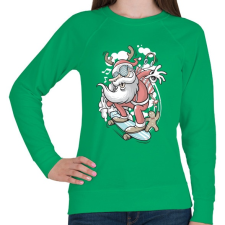 PRINTFASHION Deszkás Télapó - Női pulóver - Zöld női pulóver, kardigán