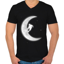 PRINTFASHION Deszkázás a holdon - Férfi V-nyakú póló - Fekete férfi póló