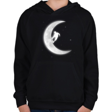 PRINTFASHION Deszkázás a holdon - Gyerek kapucnis pulóver - Fekete
