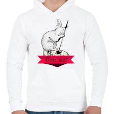 PRINTFASHION Deus vult -  A gyilkos nyúl - Férfi kapucnis pulóver - Fehér férfi pulóver, kardigán