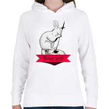 PRINTFASHION Deus vult -  A gyilkos nyúl - Női kapucnis pulóver - Fehér női pulóver, kardigán